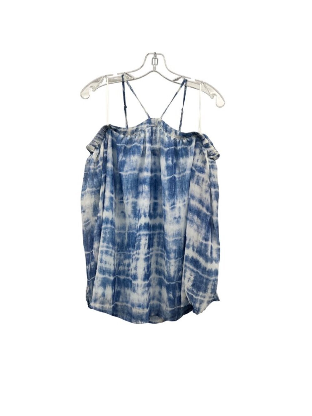 Davi & Dani Tie Dye Off Shoulder Top Blue/White Long Sleeve Size Medium New
